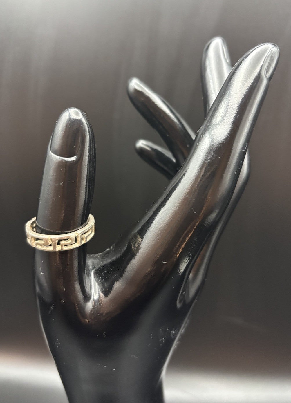 Vintage Sterling Silver Greek Key Band Ring Size Q 1/2
