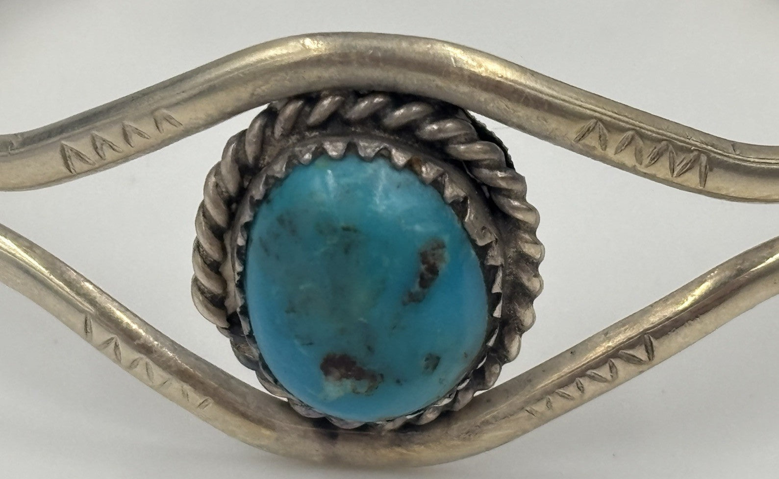 Vintage Sterling Silver Genuine Turquoise Artisan Cuff Bracelet