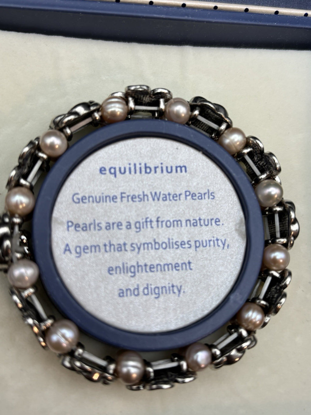 Equilibrium Genuine Freshwater Pearl Flower Bracelet Boxed Vintage Inspired