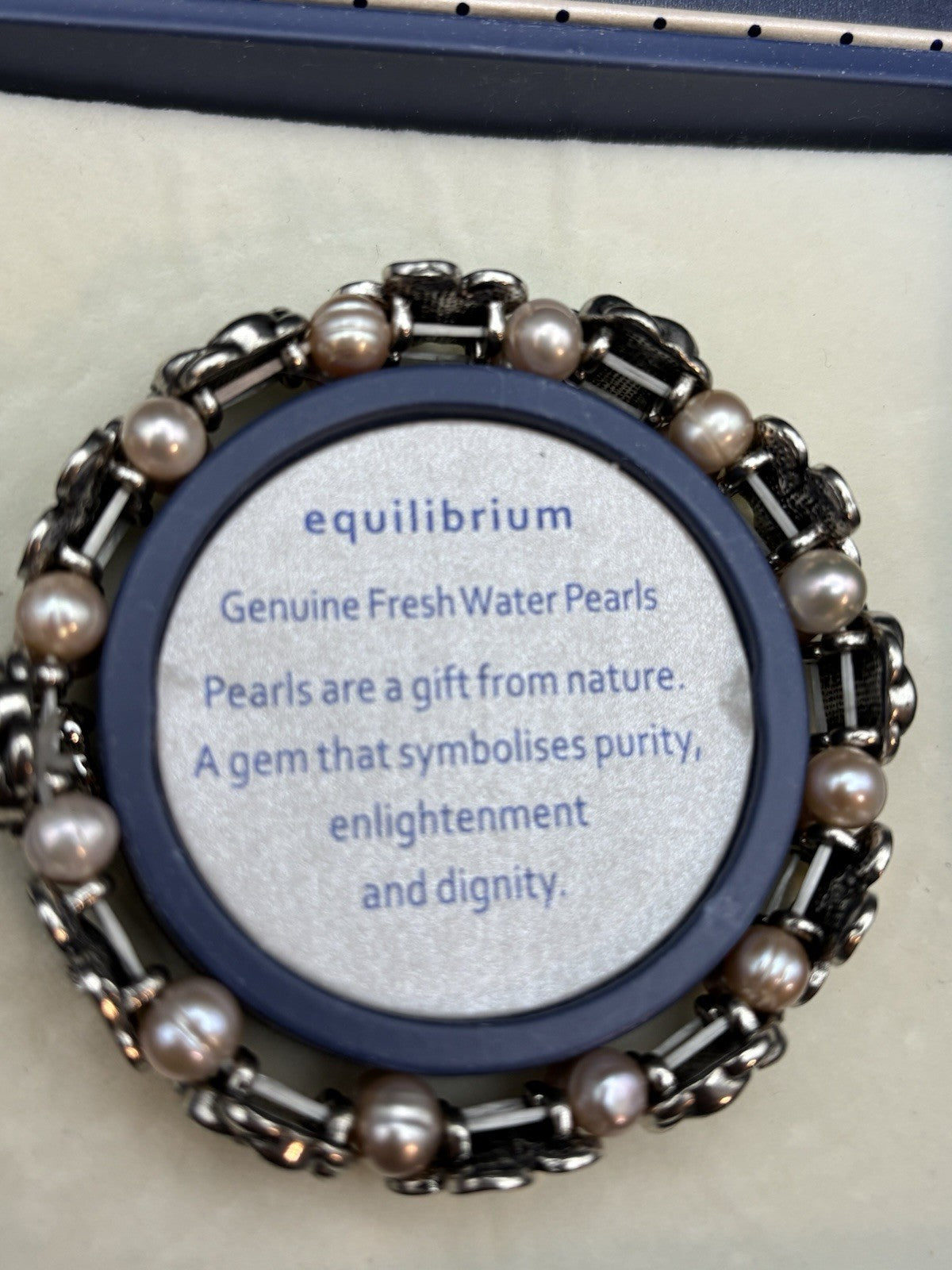 Equilibrium Genuine Freshwater Pearl Flower Bracelet Boxed Vintage Inspired