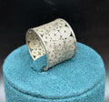 Vintage Sterling Silver Wide Filigree Statement Ring Artisan Openwork Band