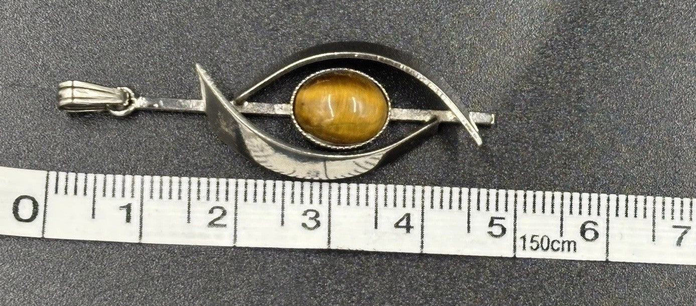 Golden Tiger Eye Silver Tone Pendant