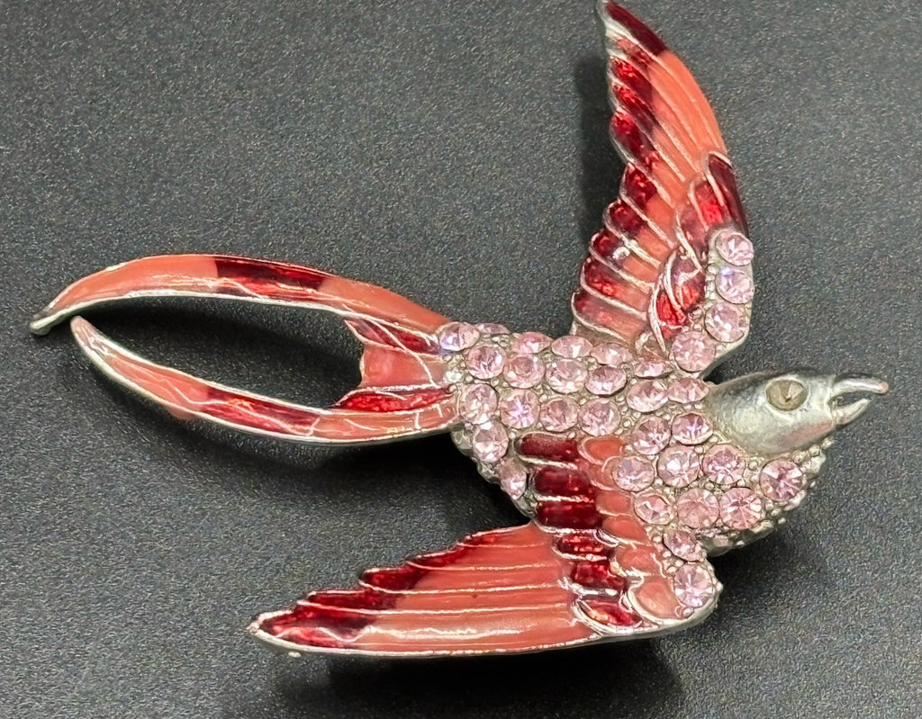 Vintage Brooch Lot 8pcs Mixed Enamel Rhinestone Floral Birds Christmas Jewelry