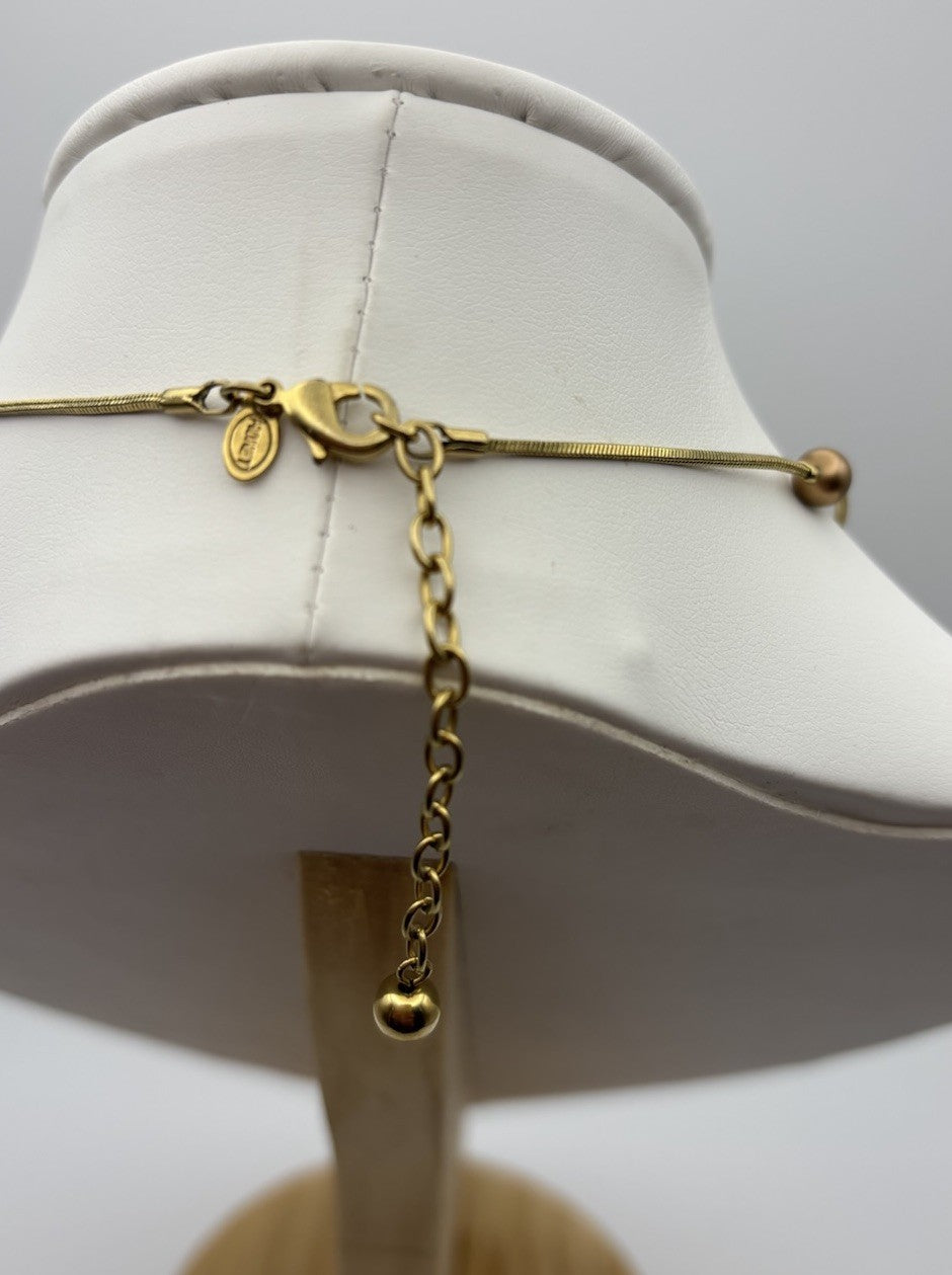 Vintage Monet Gold Tone Bead Station Necklace Signed Adjustable Snake Chain 48cm