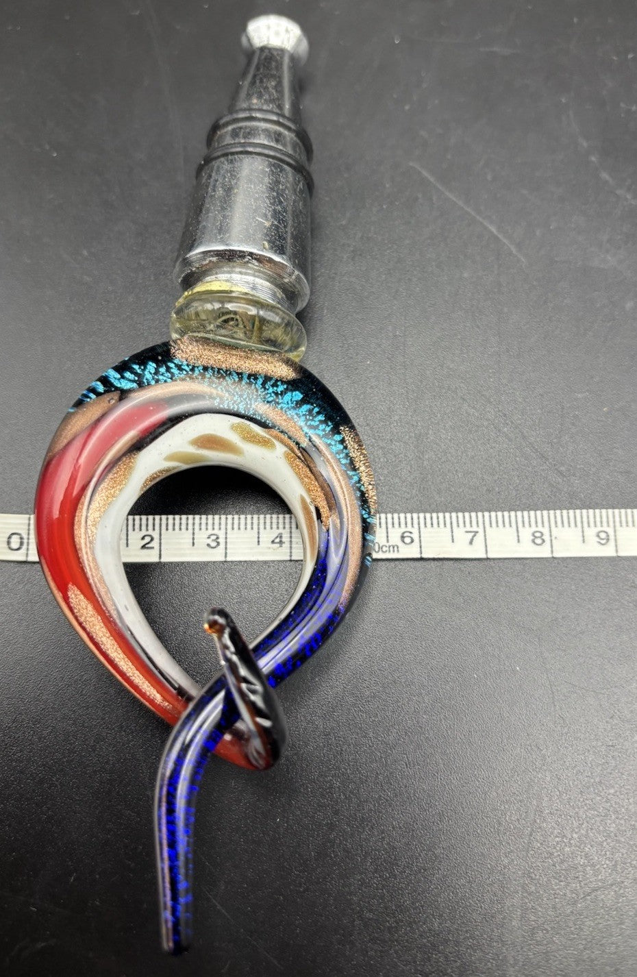 Murano Style Art Glass Bottle Stopper Multicolour Aventurine Twist