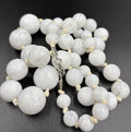 Vintage White Lucite Necklace Swirled Moonglow UV Reactive Beads