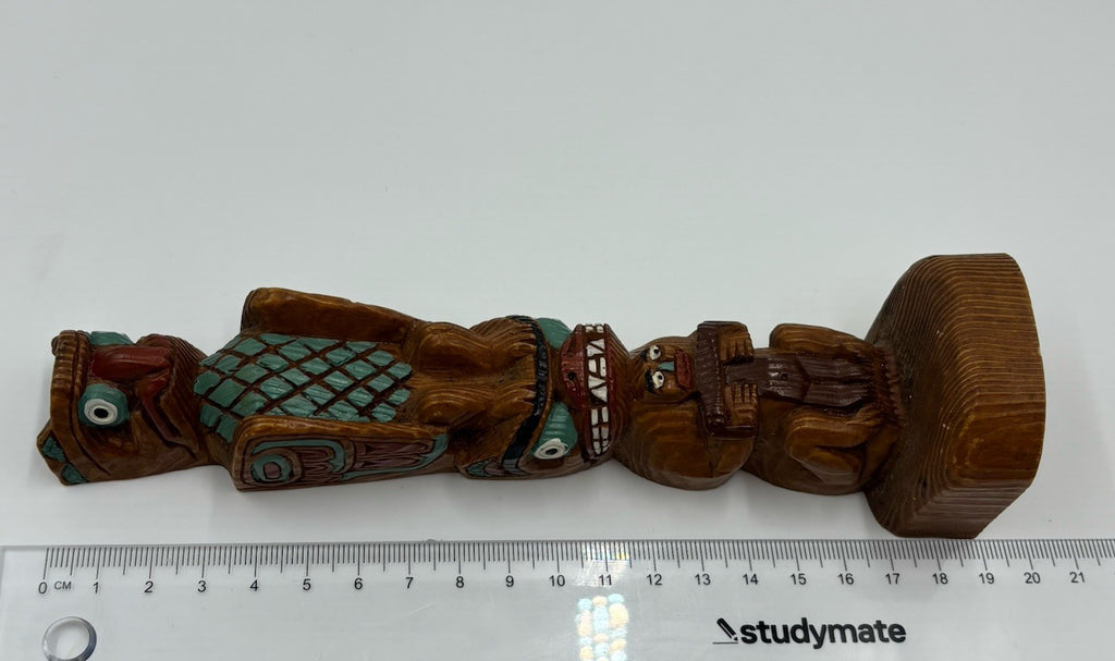 Hand Carved Wooden Tiki Totem Figure Hand Painted Tribal Folk Art Decor