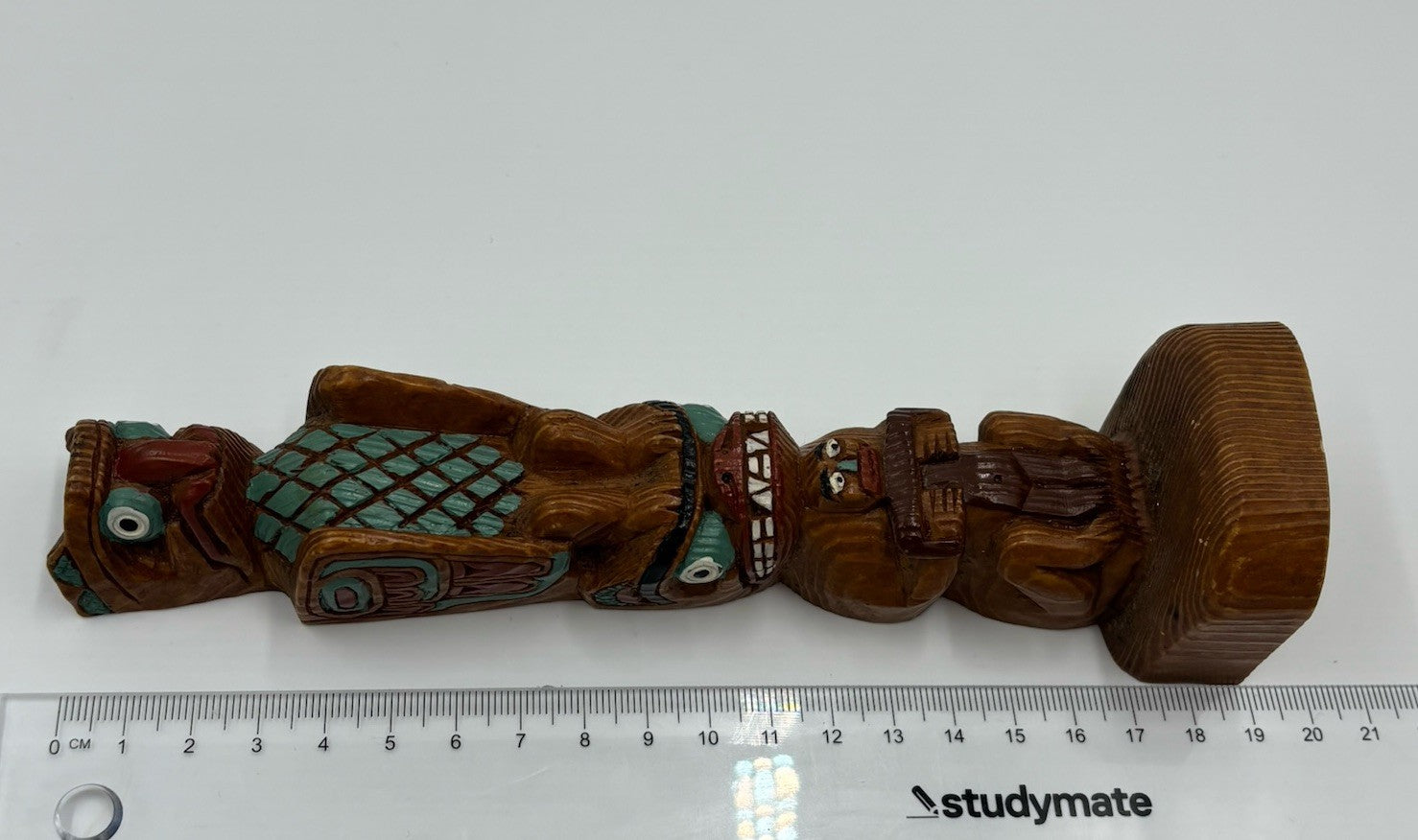 Hand Carved Wooden Tiki Totem Figure Hand Painted Tribal Folk Art Decor