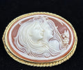 Vtg Sculpted Pink & White 2 Girls Sisters Brooch Pin Gold Tone.