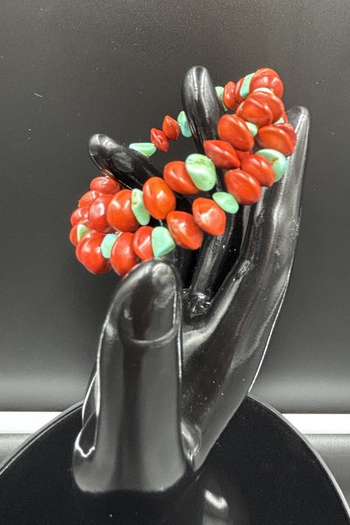 Navajo Coral & Turquoise Bead Bracelet