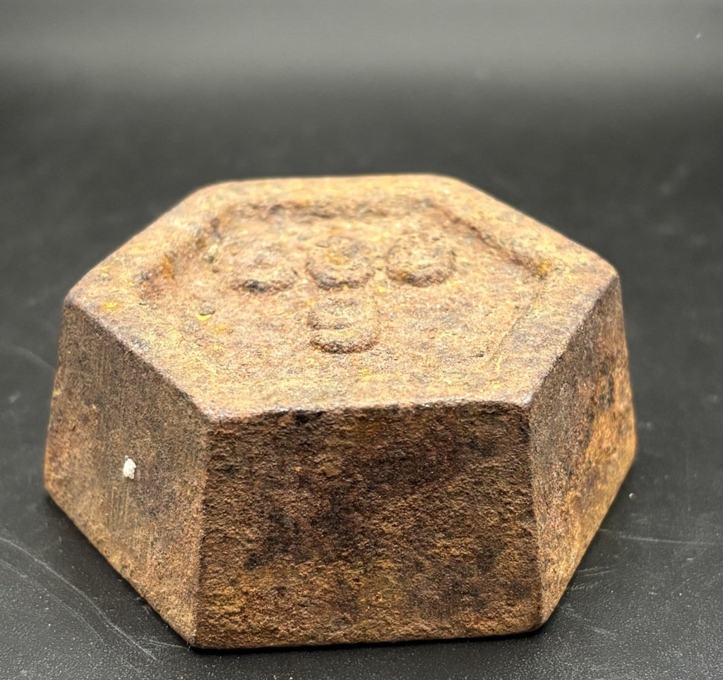 Vintage Cast Iron 500g Scale Weight Hex Industrial Calibration