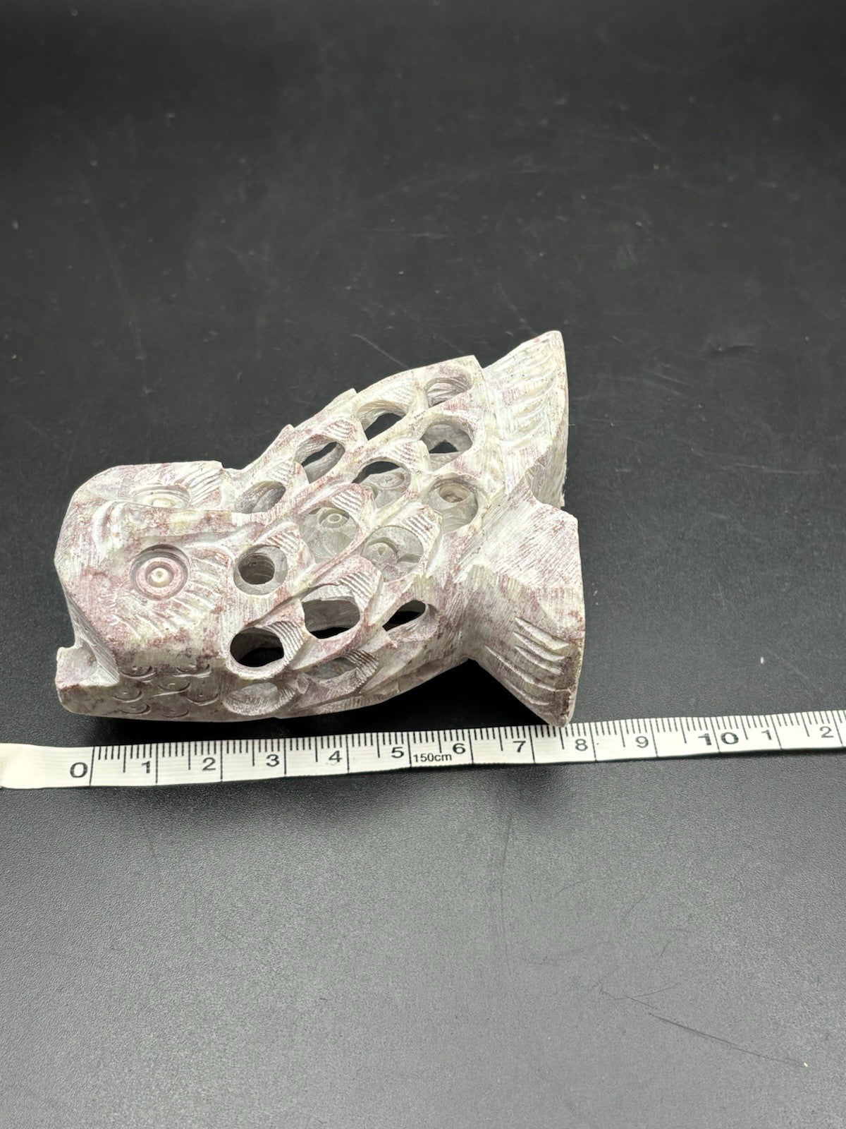 Vintage Chinese Soapstone Carved Owl Figure Pierced Sculpture Feng Shui