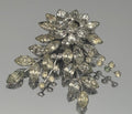 Vtg JewelCrest Brooch Donald Simpson Signed Clear Rhinestones Silver Tone