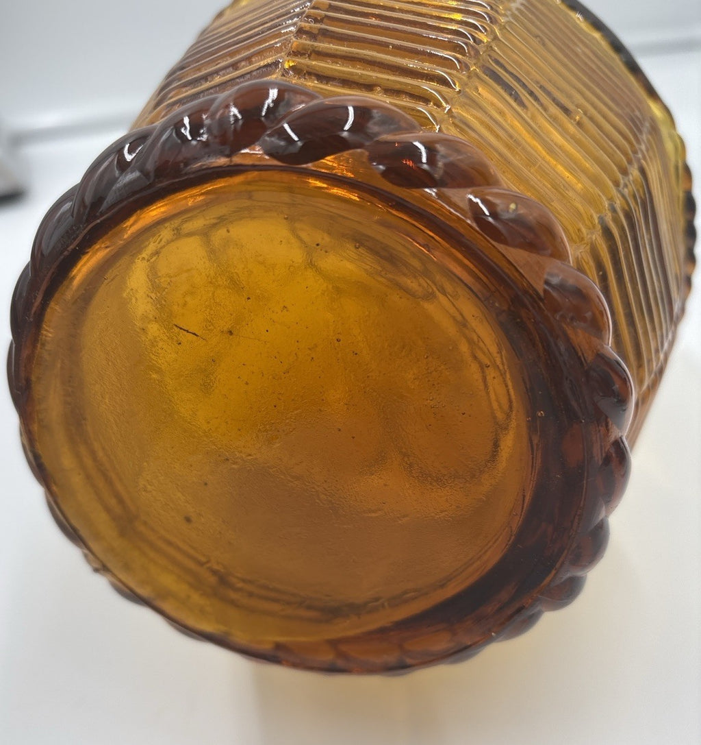 Vintage Empoli Amber Glass Decanter Tall Genie Stopper Large Statement Piece