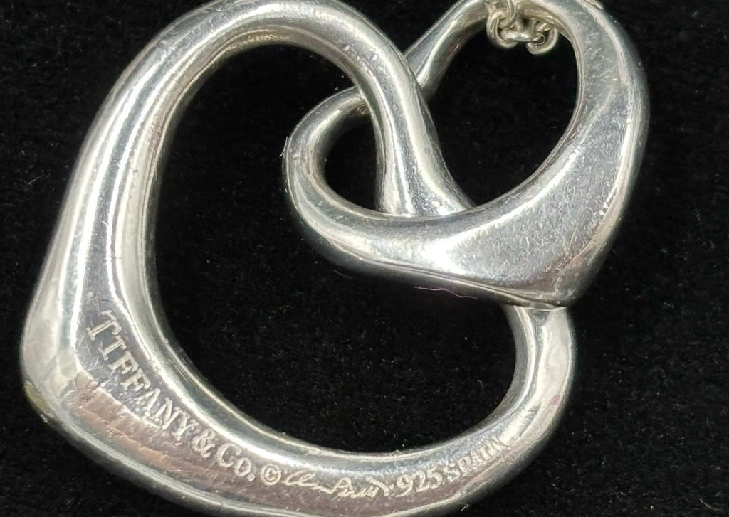 Tiffany Elsa Peretti Sterling Silver Large Double Open Heart Pendant Necklace