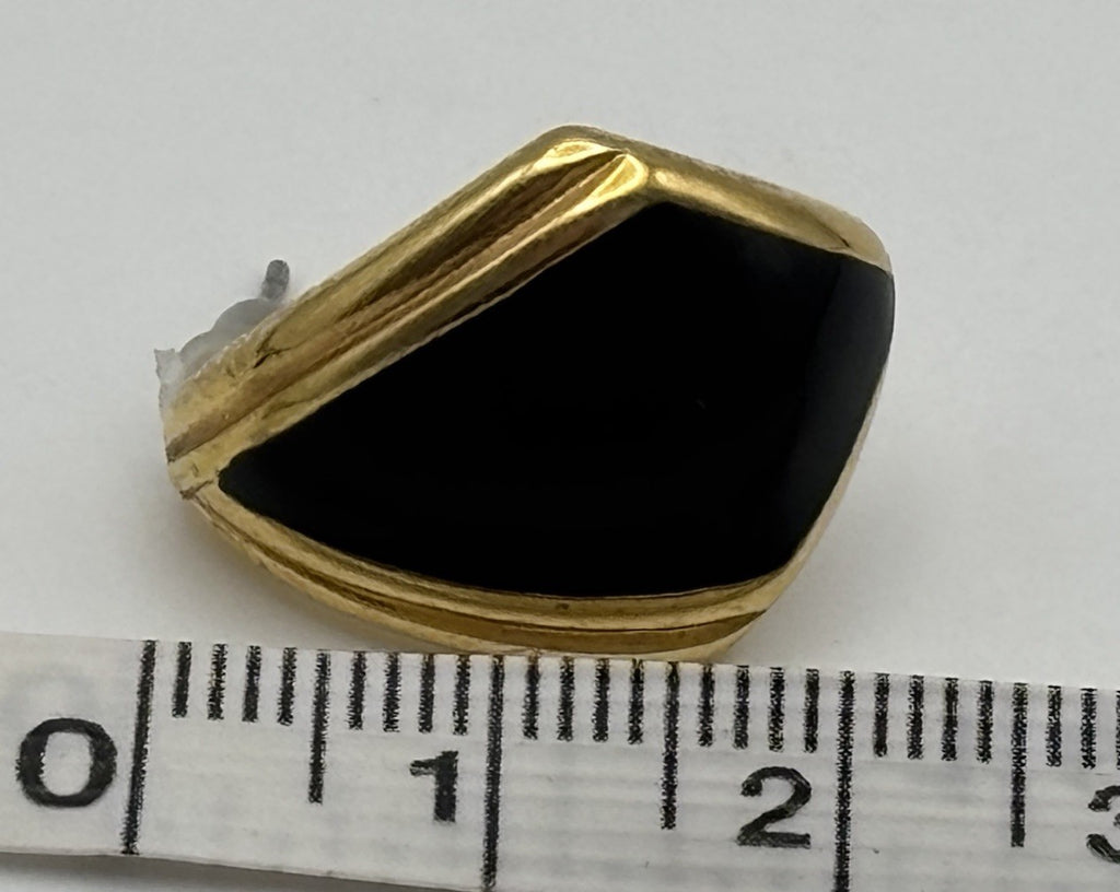 Vintage Monet Black Enamel Gold Tone Earrings Signed Designer Jewelry