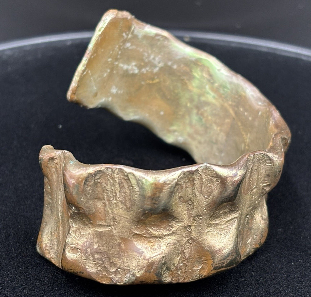 Vintage Brutalist Bronze Cuff Bracelet Sculptural Modernist Studio Artisan