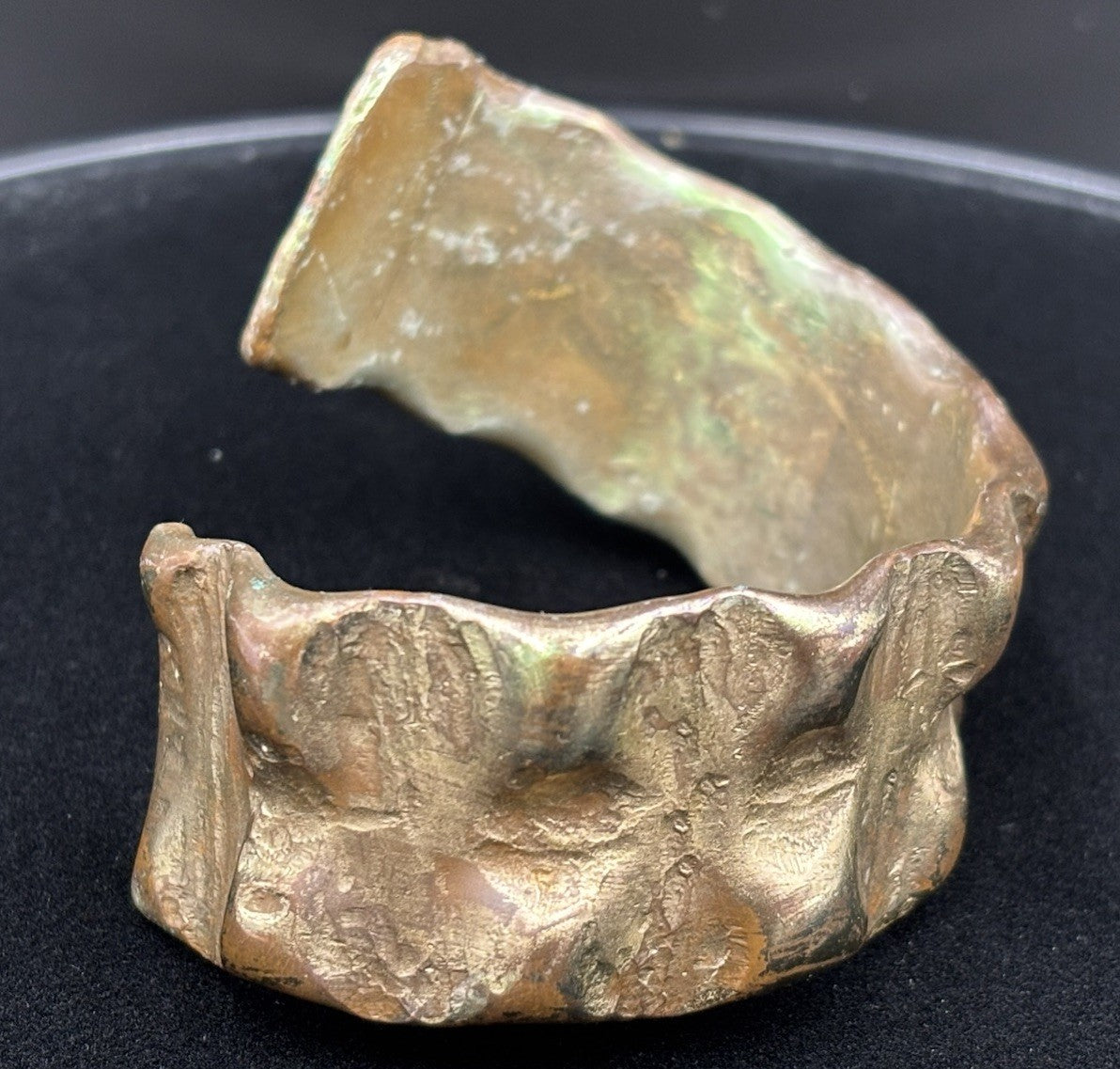 Vintage Brutalist Bronze Cuff Bracelet Sculptural Modernist Studio Artisan