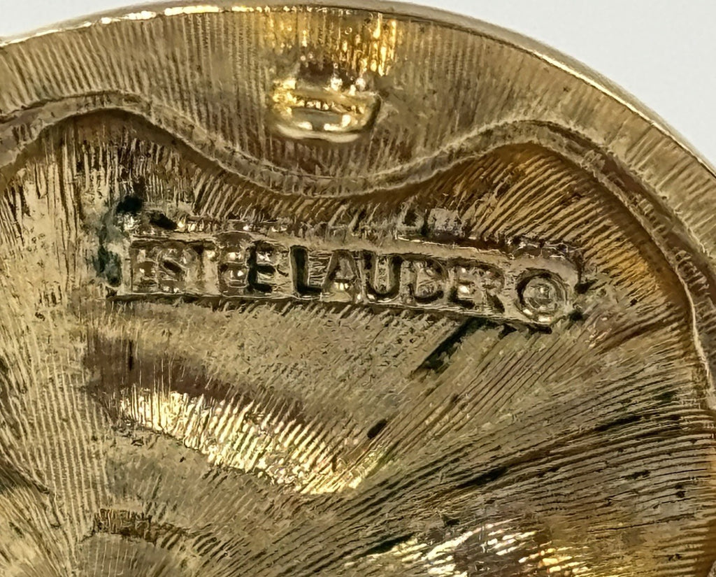 Vintage Estée Lauder Heart Solid Perfume Compact Gold Tone Signed