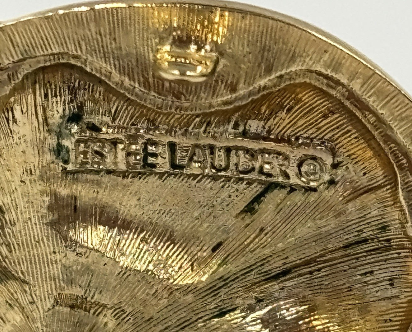 Vintage Estée Lauder Heart Solid Perfume Compact Gold Tone Signed