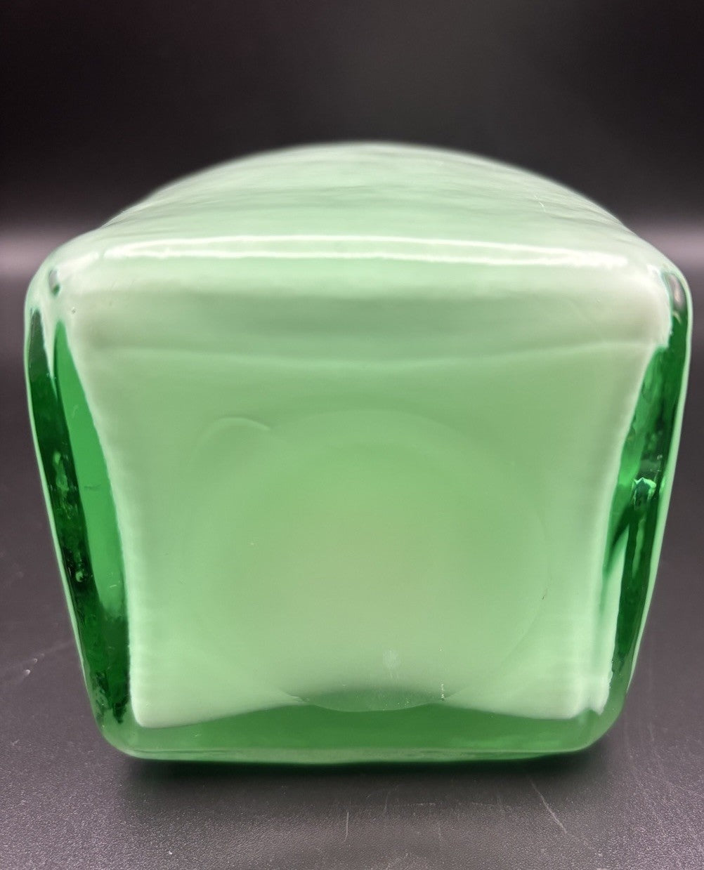 Vintage Mint Green Cased Art Glass Jug Opaline Square Form Milk Glass Pitcher