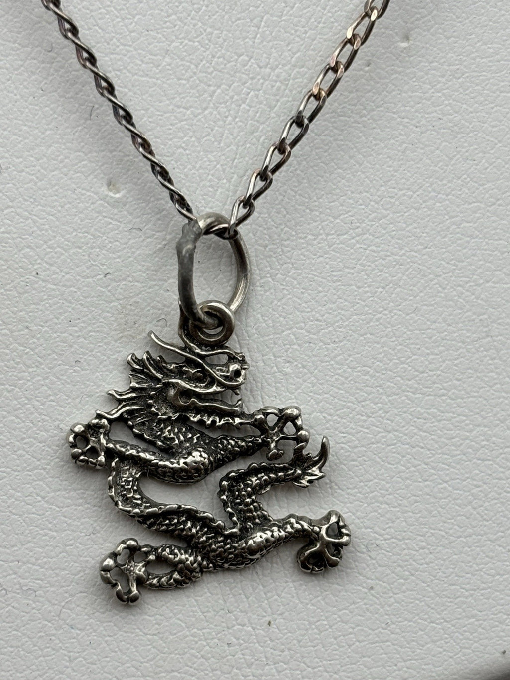 Vintage 800 Silver Dragon Pendant Necklace Sterling Silver 925 Chain