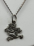 Vintage 800 Silver Dragon Pendant Necklace Sterling Silver 925 Chain