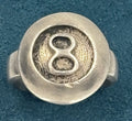 Vintage Sterling Silver Pool 8 Ball Ring Billiards Novelty US 8.25