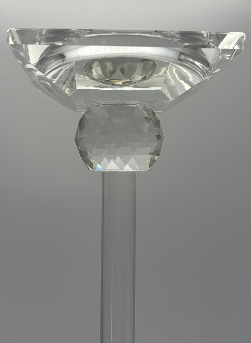 Elegant Faceted Crystal Candlesticks Pair 25cm Sculptural Glass Design
