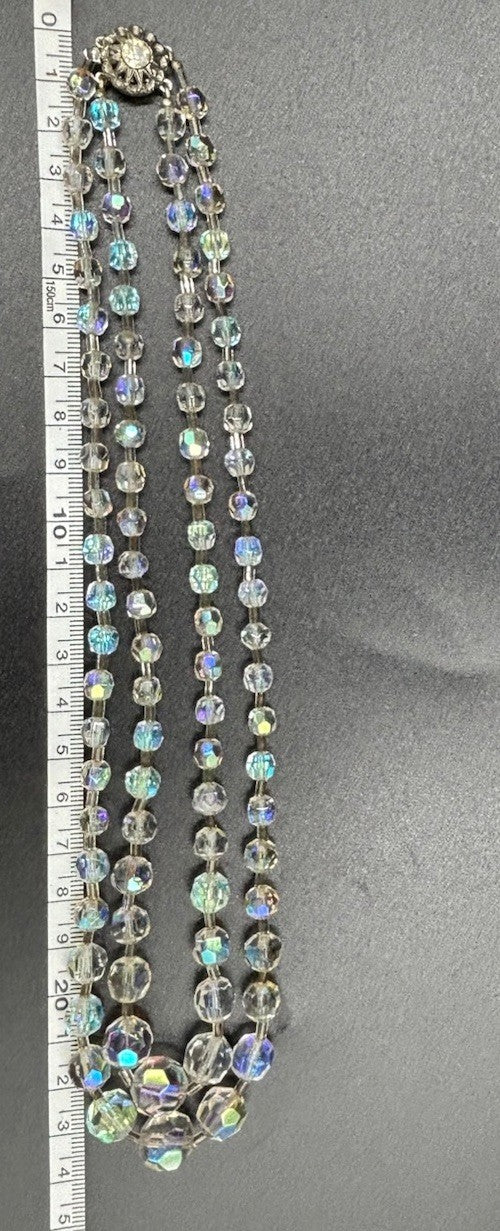 Vintage Aurora Boris Faceted Crystal AB Necklace & Earrings Set