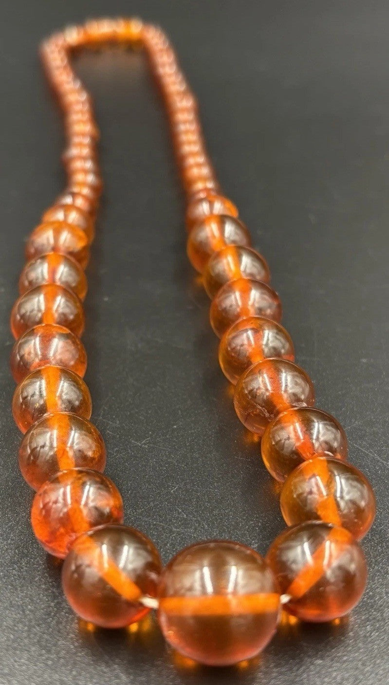 Exquisite Vintage Bakelite Bead Necklace Amber Butterscotch Catalin Jewelry