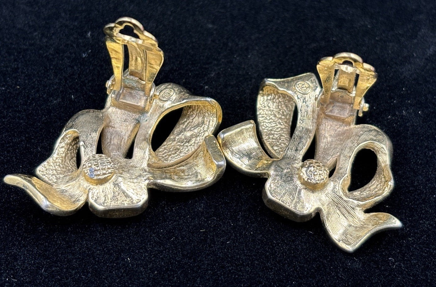 Vintage Bergdorf Goodman Statement Gold Plated Clip on Earrings
