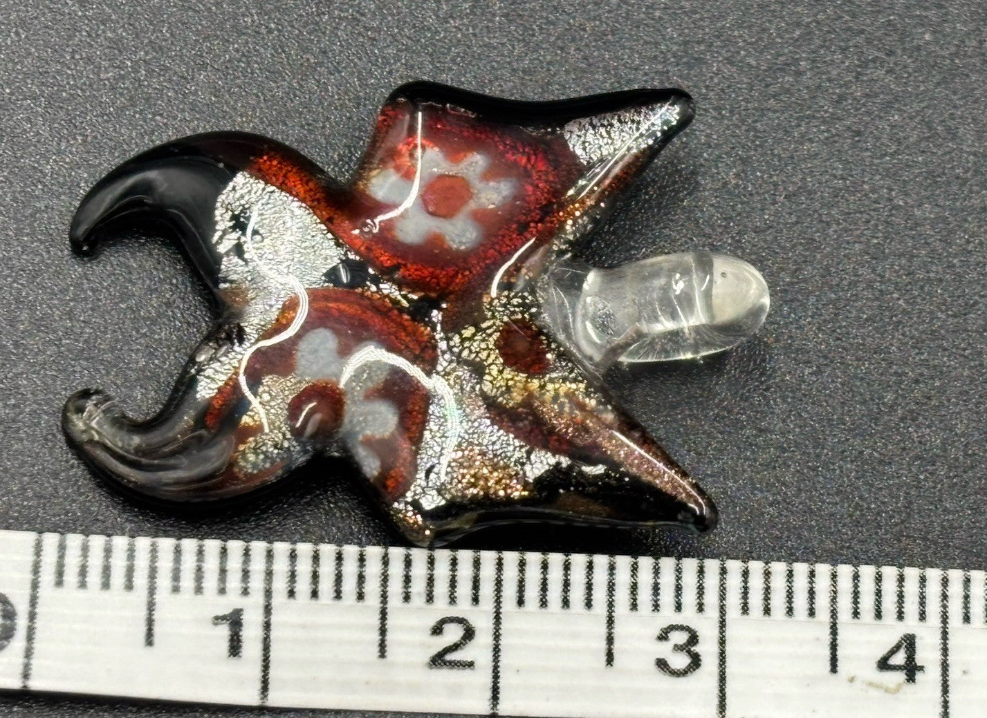 Murano Style Dichroic Art Glass Pendant Handmade Foil Swirl Abstract Design