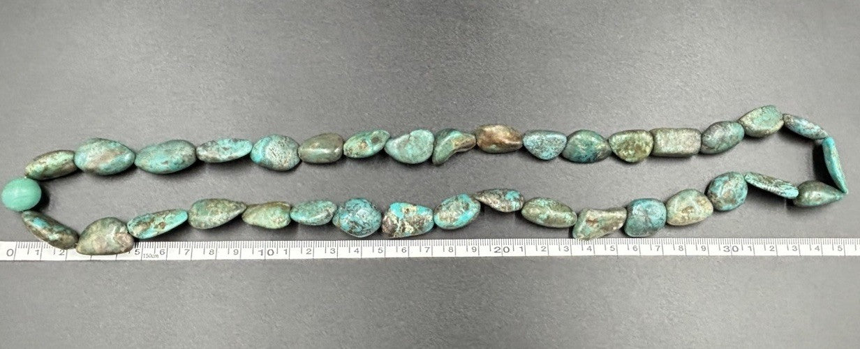 Large Vintage Natural Turquoise Nugget Necklace Chunky Blue Green Gemstones