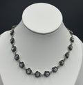 Premier Designs AB Rose Necklace Black Enamel Sparkle, Vintage Glam