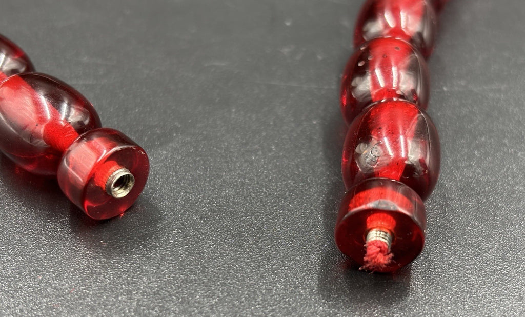Vintage 1930s Cherry Amber Phenolic Necklace 132g Red Translucent Beads