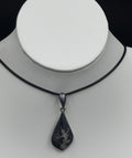 Vintage Siam Sterling Silver Niello Gray Enamel Tear Drop Pendant