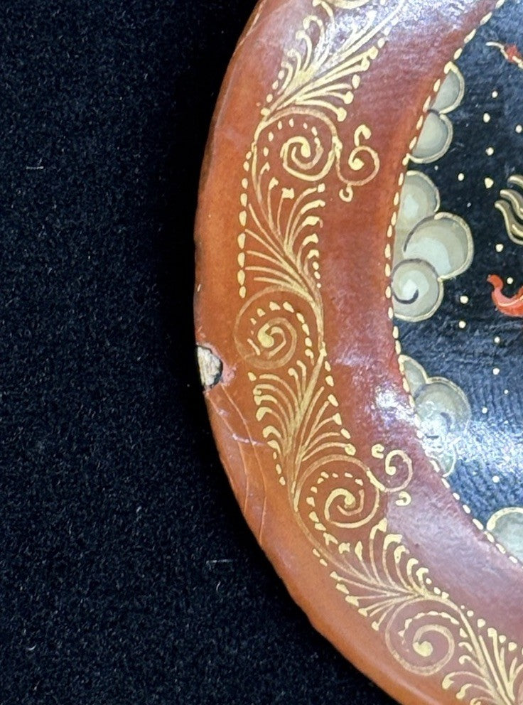 Russian Vintage Tradition Lacquer Hand Painted Brooch