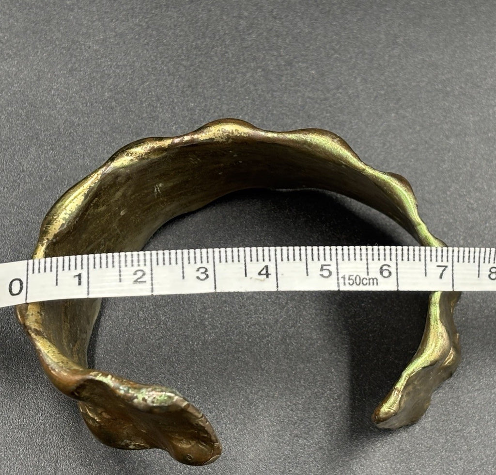 Vintage Brutalist Bronze Cuff Bracelet Sculptural Modernist Studio Artisan
