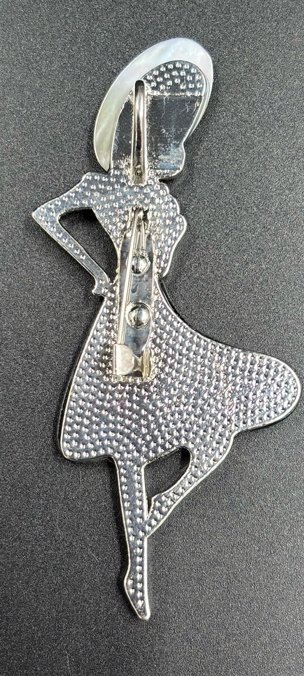 Natural abalone shell dancing girl womens brooch fashion elegant