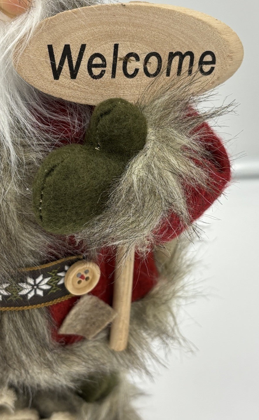 Scandinavian Standing Santa Figurine 42cm Rustic Christmas Welcome Decoration