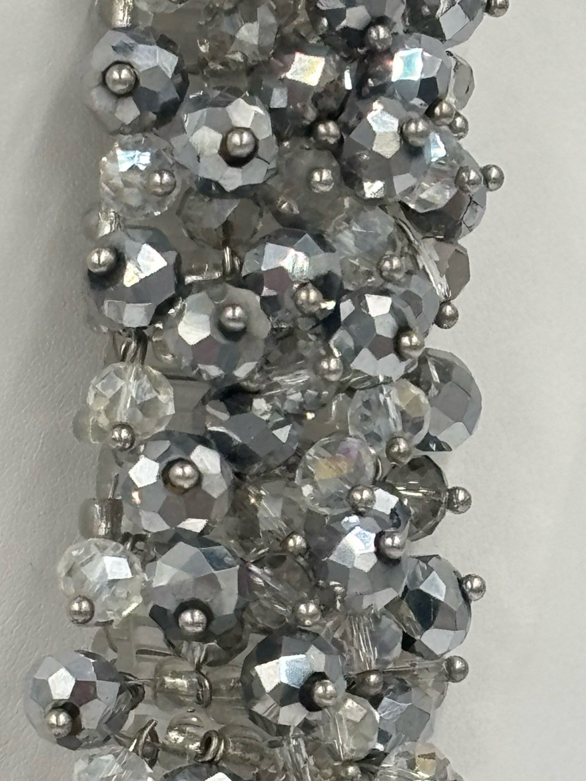 Aldo Silver Tone Statement Cluster Necklace Sparkly Glass Beads
