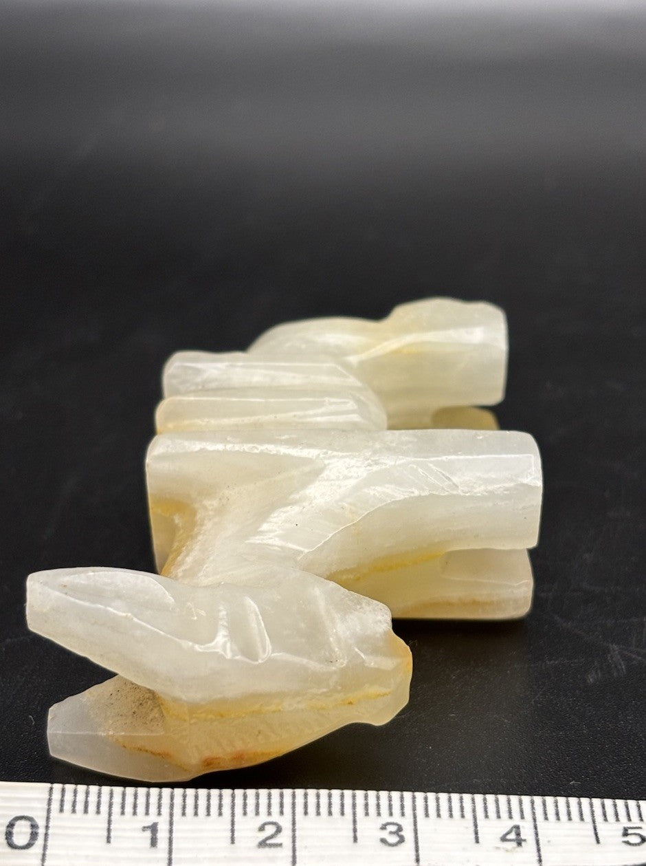 Vintage Hand Carved Onyx Donkey Figurine Banded Calcite Stone Animal