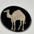 Vintage Middle Eastern Silver Black Enamel Camel Brooch Medallion Tribal Desert