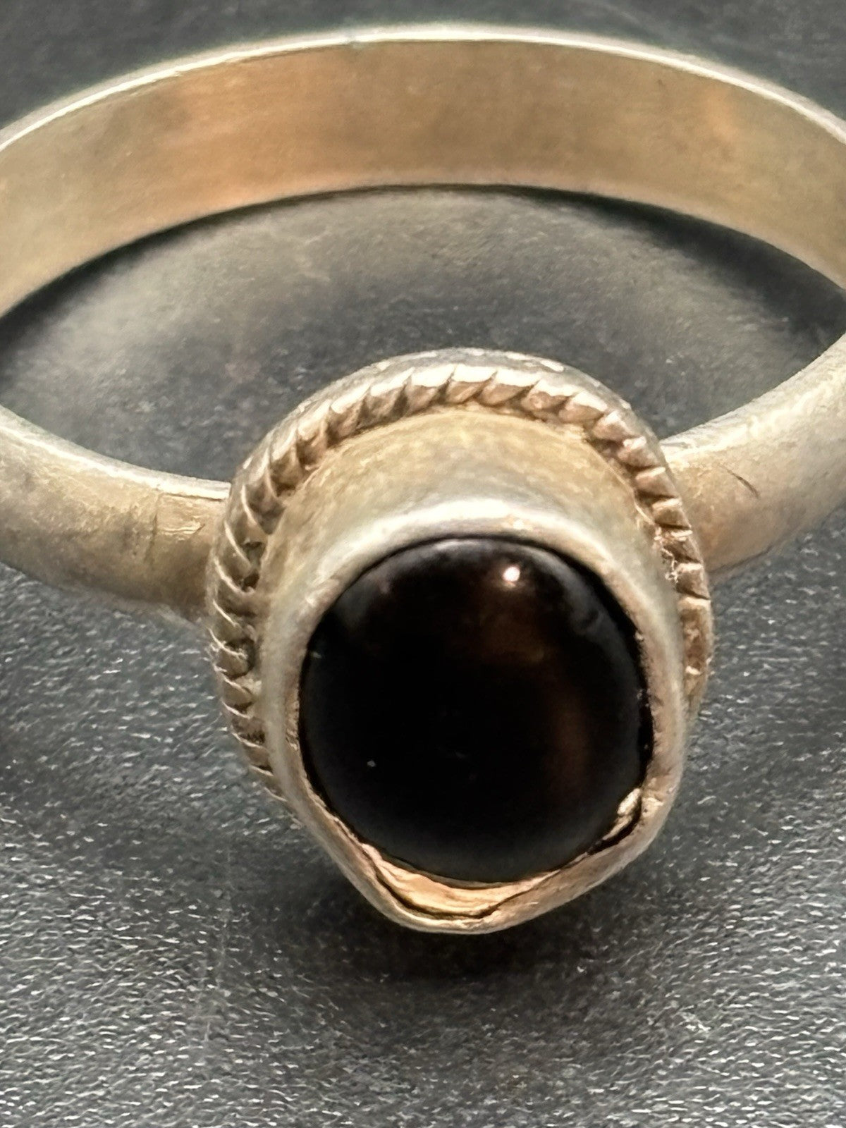 Vintage Sterling Silver Black Onyx Ring Size O 7.25