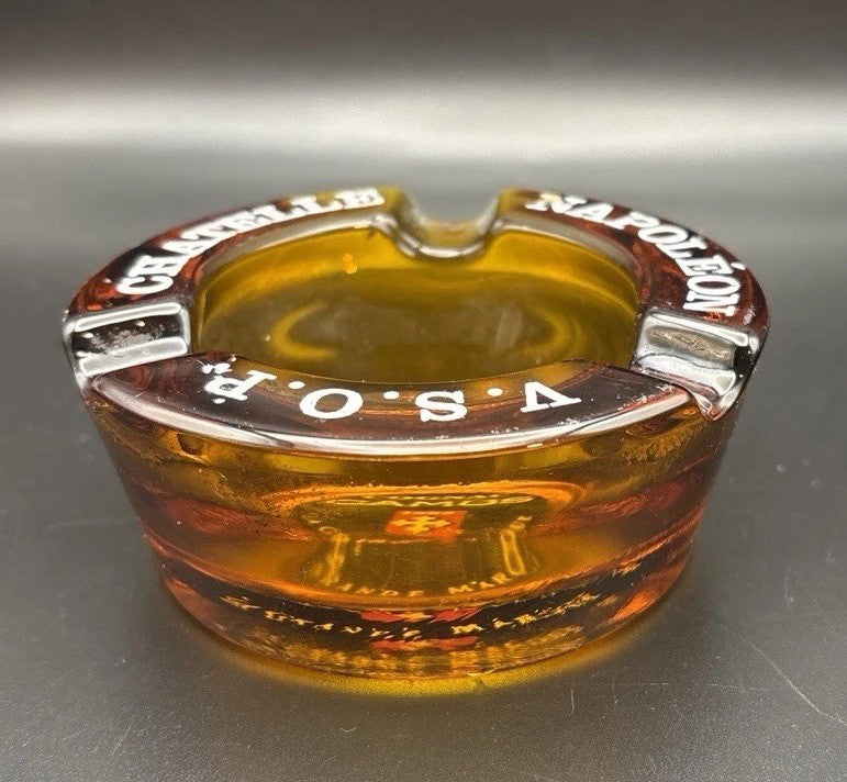 Vintage Camus Cognac Ashtray V.S.O.P Chateau Napoleon Amber Glass France