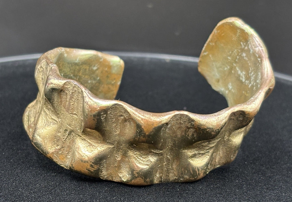 Vintage Brutalist Bronze Cuff Bracelet Sculptural Modernist Studio Artisan