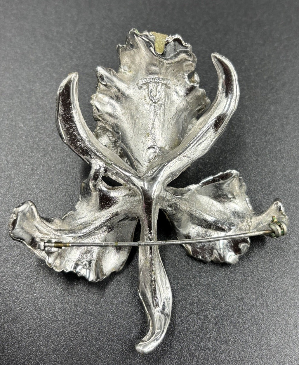 Vtg 1950's Elizabeth Reimer Arcansas Orchid Flower Brooch & Earring Clip On Set