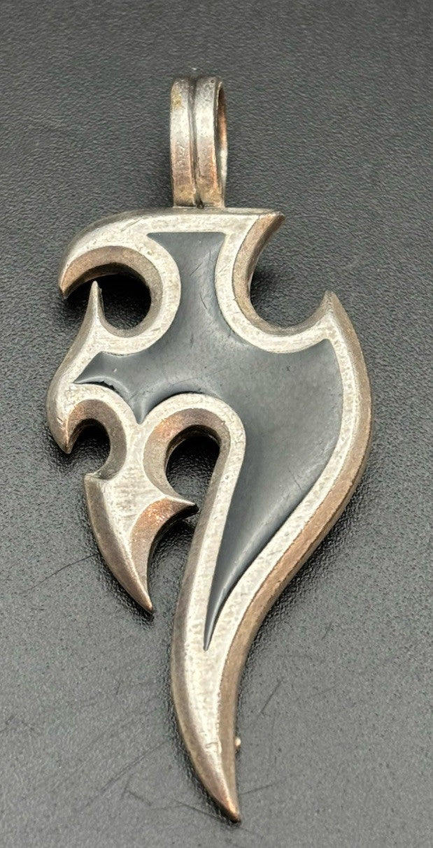 Vintage BICO Australia Sterling Silver Tribal Flame Pendant Gothic Biker 925