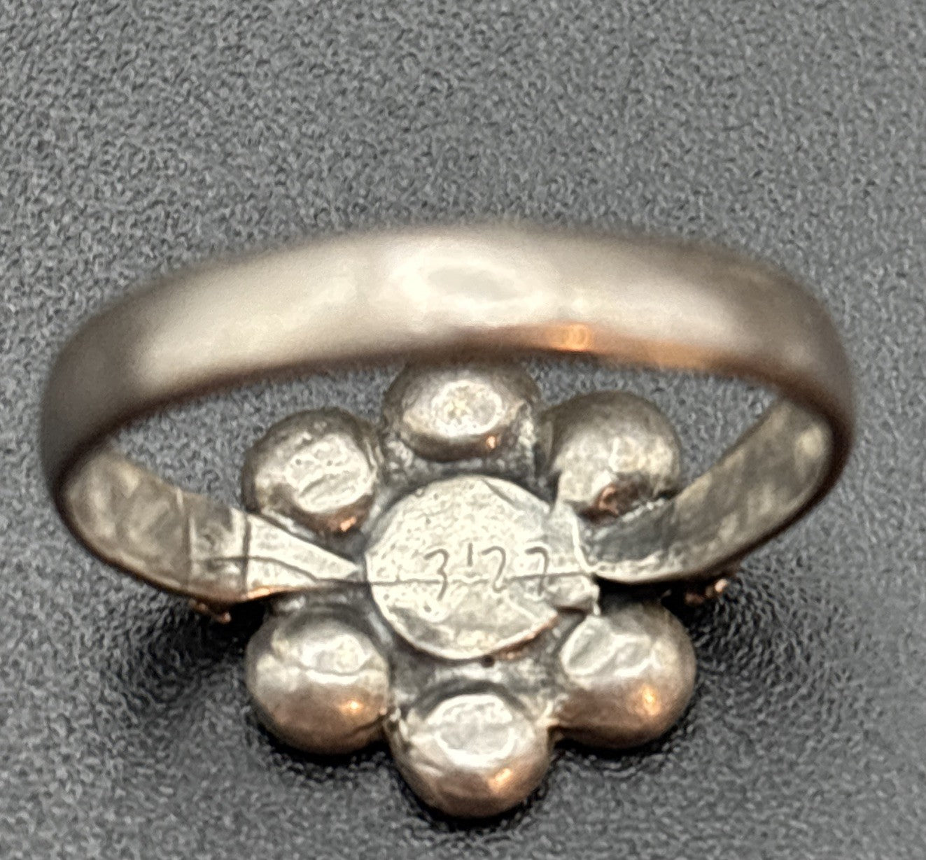 Vintage Scandinavian Sterling Silver Flower Ring Gold Accent Size L M